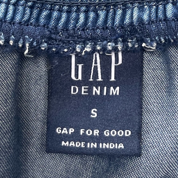 Denim Off The Shoulder Blouse Bare Shoulder Dress Blue Jean Top Gap Size Small - Picture 12 of 16